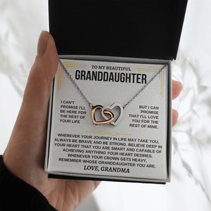 To My Granddaughter Necklace - Personalized Beautiful Gift Set - Love, Grandma, Necklace for Granddaughter, Interlocking Hearts Necklace