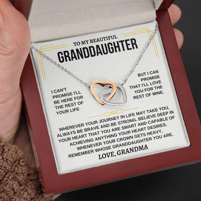 To My Granddaughter Necklace - Personalized Beautiful Gift Set - Love, Grandma, Necklace for Granddaughter, Interlocking Hearts Necklace