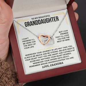 To My Granddaughter Necklace - Personalized Beautiful Gift Set - Love, Grandma, Necklace for Granddaughter, Interlocking Hearts Necklace