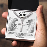 To My Son - Love Mom - Cuban Link Artisan Cross for Son, Necklace for My Son