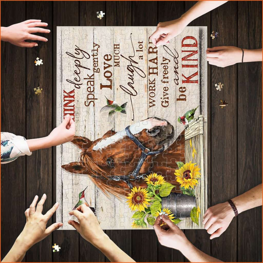 Jigsaw Puzzle Horse And Hummingbird Canvas Think Deeply Speak Gently 