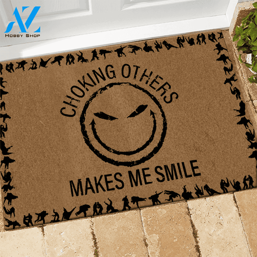 Jiu Jitsu Doormat Choking Others Makes Me Smile | Welcome Mat | House Warming Gift
