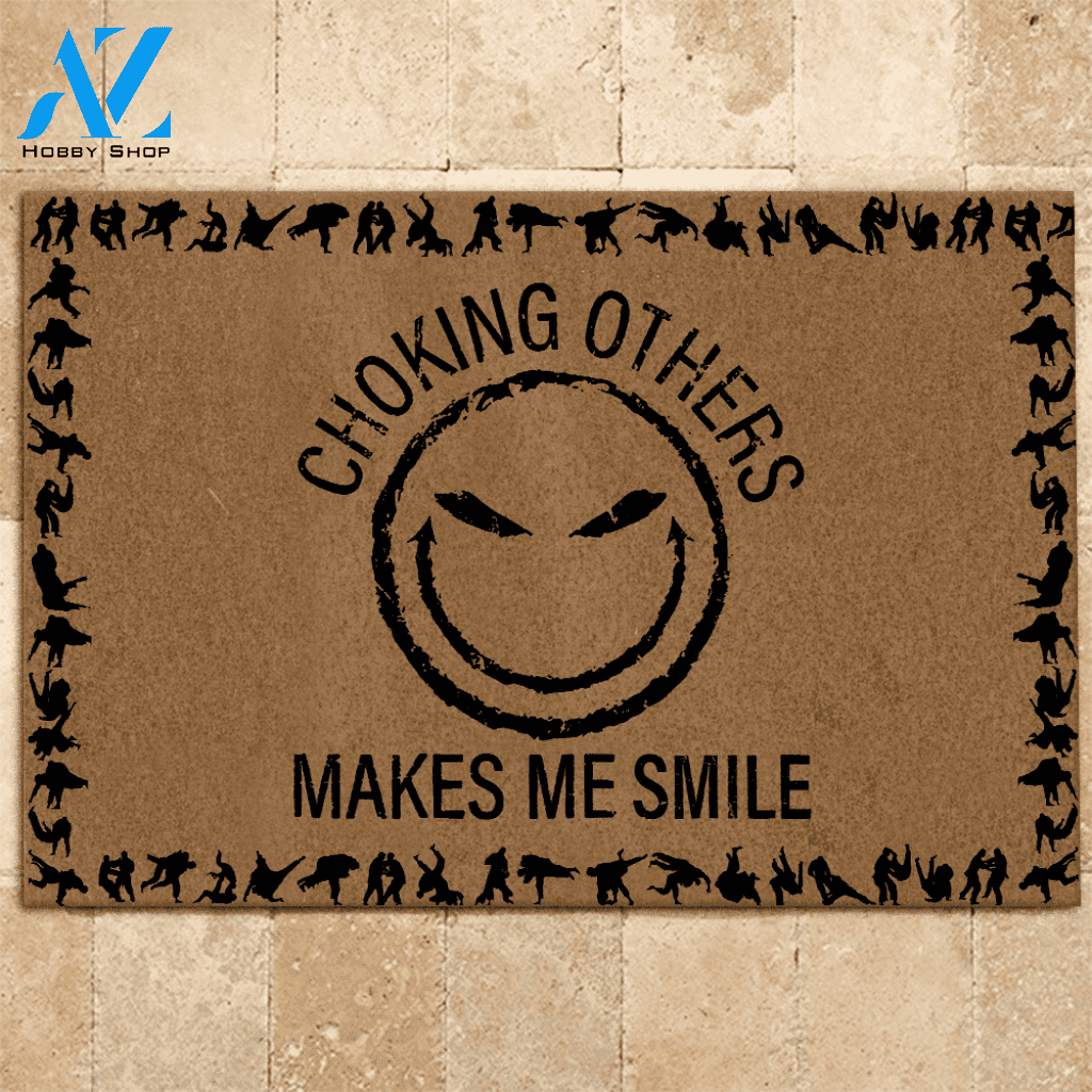 Jiu Jitsu Doormat Choking Others Makes Me Smile | Welcome Mat | House Warming Gift
