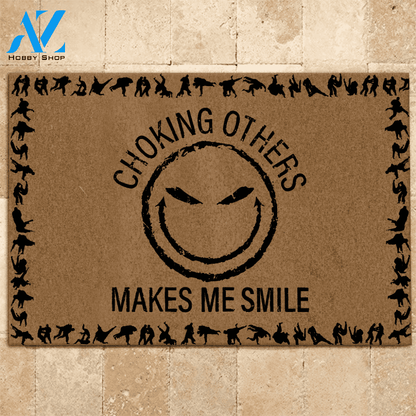 Jiu Jitsu Doormat Choking Others Makes Me Smile | Welcome Mat | House Warming Gift