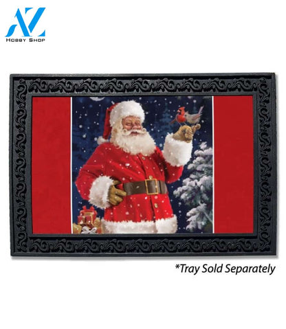 Jolly Santa with Cardinals Doormat - 18" x 30"