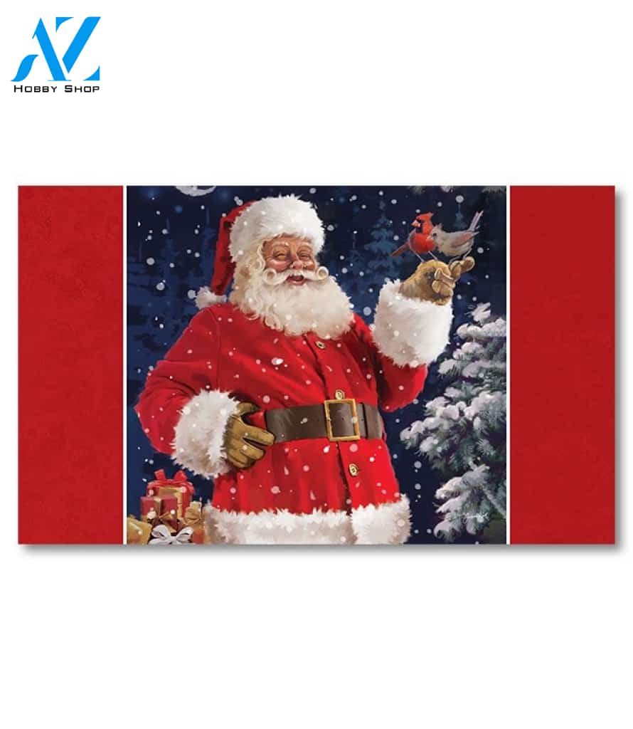 Jolly Santa with Cardinals Doormat - 18" x 30"