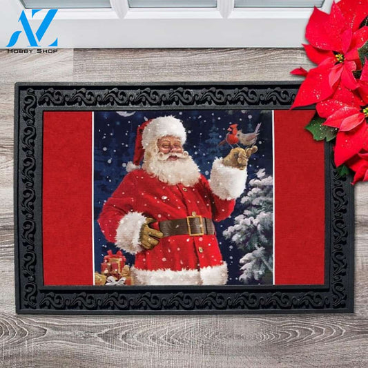 Jolly Santa with Cardinals Doormat - 18" x 30"