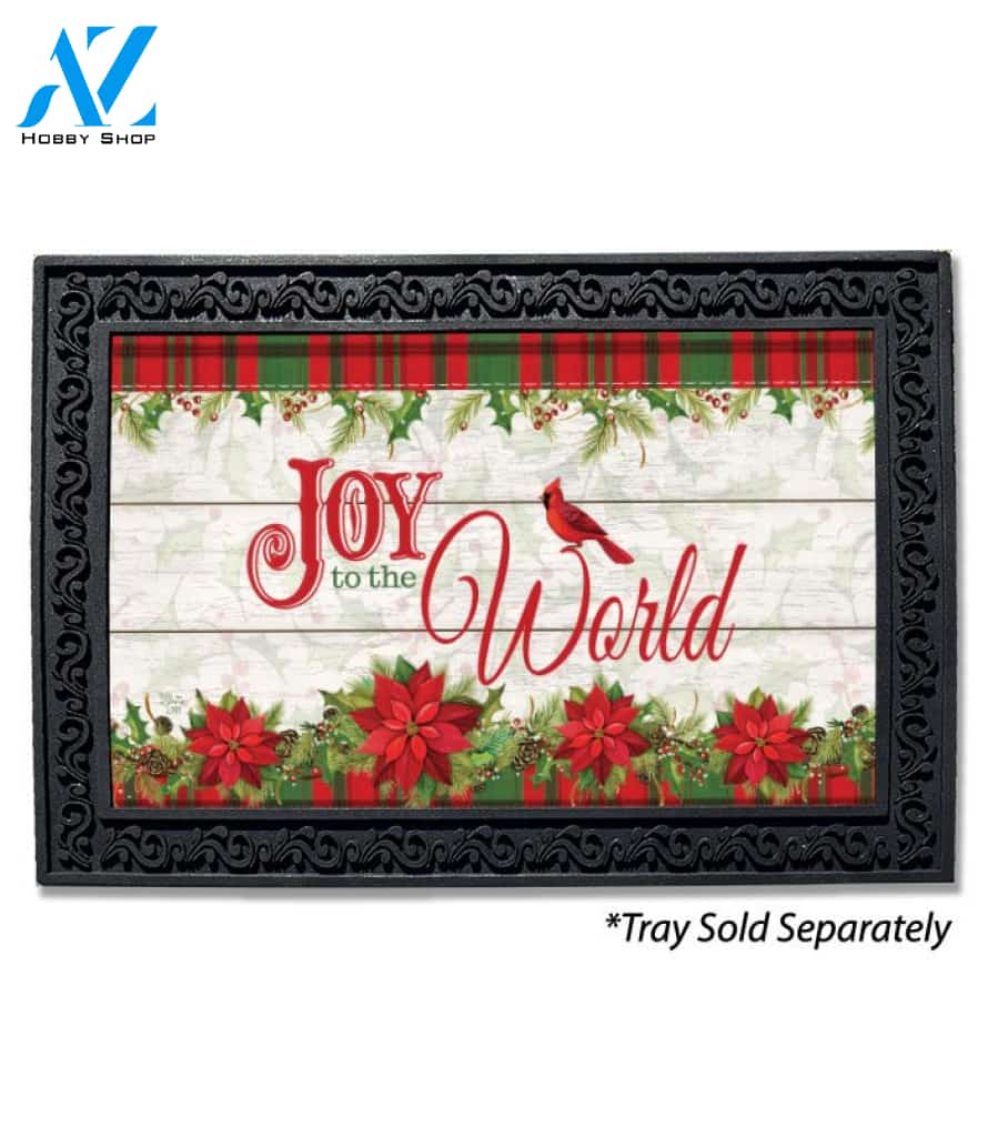 Joy to the World Poinsettias Doormat - 18" x 30"
