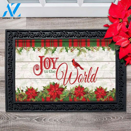 Joy to the World Poinsettias Doormat - 18" x 30"