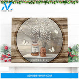 Joy White Butterfly and Pussy Willow Flower Canvas Wall Art Decor