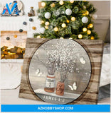 Joy White Butterfly and Pussy Willow Flower Canvas Wall Art Decor