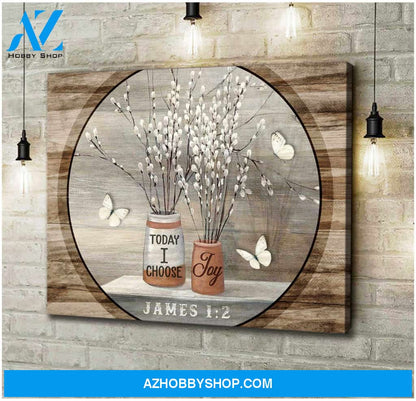 Joy White Butterfly and Pussy Willow Flower Canvas Wall Art Decor