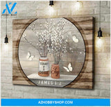 Joy White Butterfly and Pussy Willow Flower Canvas Wall Art Decor