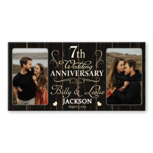 7 Year Anniversary Custom Canvas Print, 7th Wedding Anniversary Gift