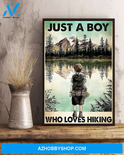 Just A Boy Who Loves Hiking Vertical Art Canvas, Wall Decor Visual Art