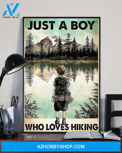 Just A Boy Who Loves Hiking Vertical Art Canvas, Wall Decor Visual Art