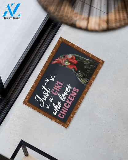 Just A Girl - Chicken Indoor And Outdoor Doormat Warm House Homefarm Decor Gift Welcome Mat Gift For Chicken Lovers Gift For Farmer