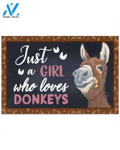 Just A Girl - Donkey Indoor And Outdoor Doormat Warm House Homefarm Decor Gift Welcome Mat Gift For Donkey Lovers Gift For Farmer