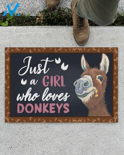 Just A Girl - Donkey Indoor And Outdoor Doormat Warm House Homefarm Decor Gift Welcome Mat Gift For Donkey Lovers Gift For Farmer