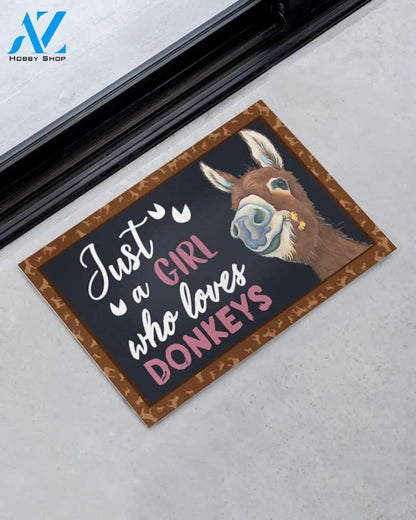 Just A Girl - Donkey Indoor And Outdoor Doormat Warm House Homefarm Decor Gift Welcome Mat Gift For Donkey Lovers Gift For Farmer