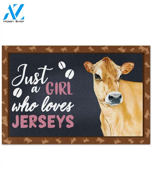Just A Girl - Jersey Indoor And Outdoor Doormat Warm House Gift Welcome Mat Homefarm Decor Gift For Jersey Lovers Gift For Farmer