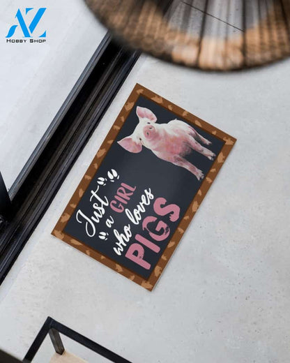 Just A Girl - Pig Indoor And Outdoor Doormat Warm House Homefarm Decor Gift Welcome Mat Gift For Pig Lovers Gift For Farmer