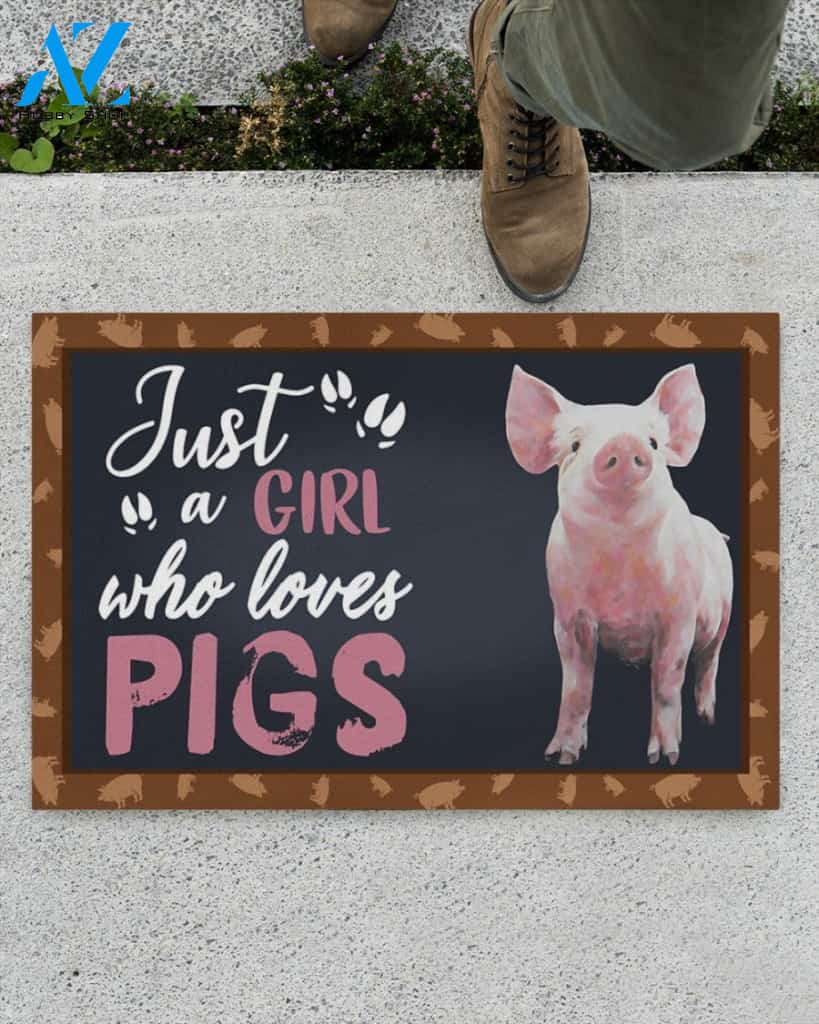 Just A Girl - Pig Indoor And Outdoor Doormat Warm House Homefarm Decor Gift Welcome Mat Gift For Pig Lovers Gift For Farmer