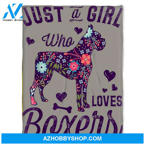 Just A Girl Who Loves Boxers, Fleece Blanket.Gift For People Family Home Decor Bedding Couch Sofa Soft and Comfy Cozy