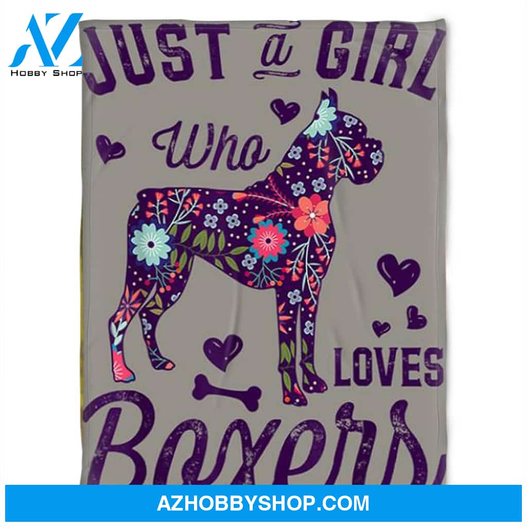 Just A Girl Who Loves Boxers, Fleece Blanket.Gift For People Family Home Decor Bedding Couch Sofa Soft and Comfy Cozy