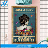 Just A Girl Who Loves Butterflies Poster Canvas Halloween Decor – Butterfly Canvas Print Wall Art