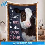 JUST A GIRL WHO LOVES COWS Blanket Gift For Friend Family, Gift For Cow Lover Home Decor Bedding Couch Sofa Soft and Comfy Cozy