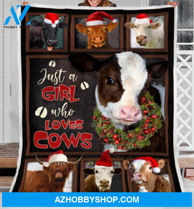 Just A Girl Who Loves Cows Merry Christmas Fleece Blanket Gift For Christmas 