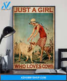 Just A Girl Who Loves Cows Vintage Canvas - Wall Decor Visual Art