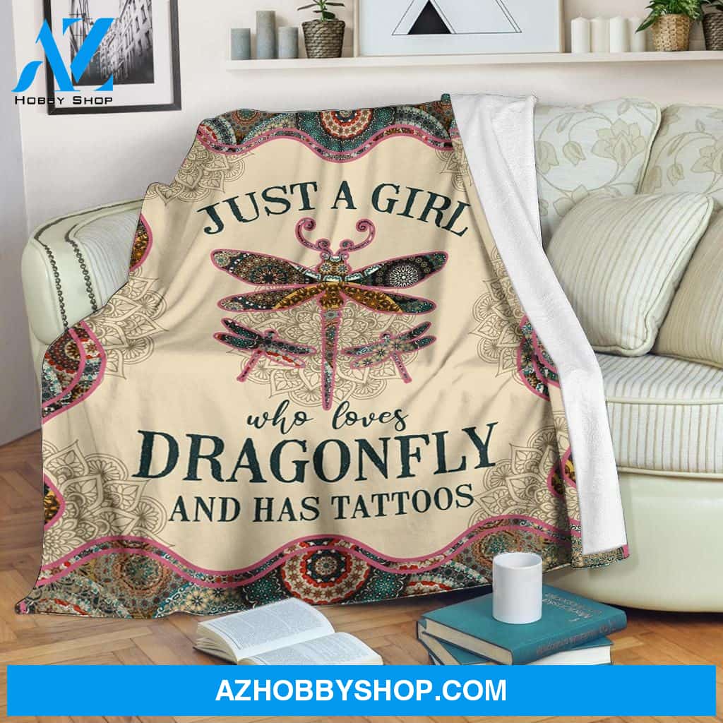 Just A Girl Who Loves Dragonfly And Has Tattoos Fleece Blanket