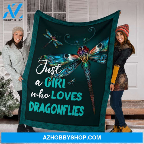 Just A Girl Who Loves Dragonfly Fleece Blanket