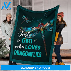 Just A Girl Who Loves Dragonfly Fleece Blanket