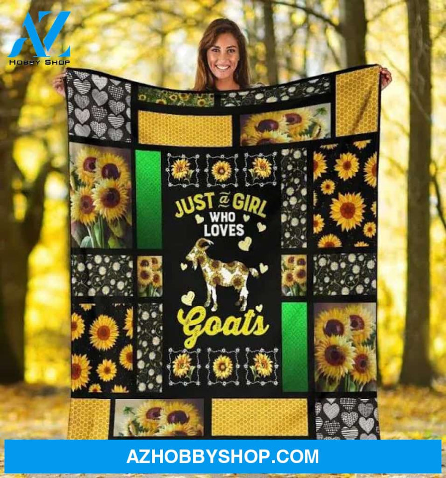 Just A Girl Who Loves Goats Farming Sunflower Throw Sherpa Fleece Blanket Lightweight Soft