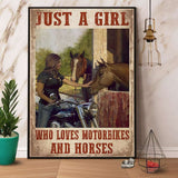 Just A Girl Who Loves Motorbikes And Horses Paper Poster No Frame Matte Canvas Wall Decor
