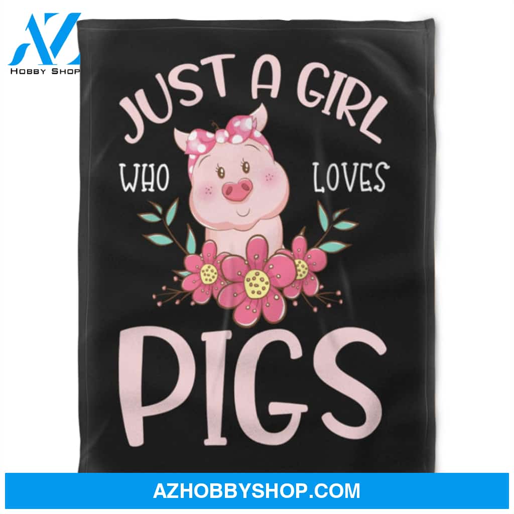 Just A Girl Who Loves Pigs, Fleece Blanket.Gift Home Decor Bedding Couch Sofa Soft and Comfy Cozy