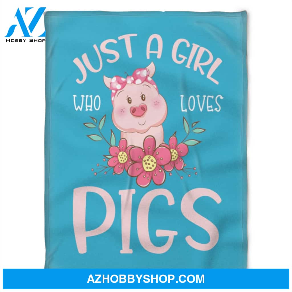Just A Girl Who Loves Pigs, Fleece Blanket.Gift Home Decor Bedding Couch Sofa Soft and Comfy Cozy