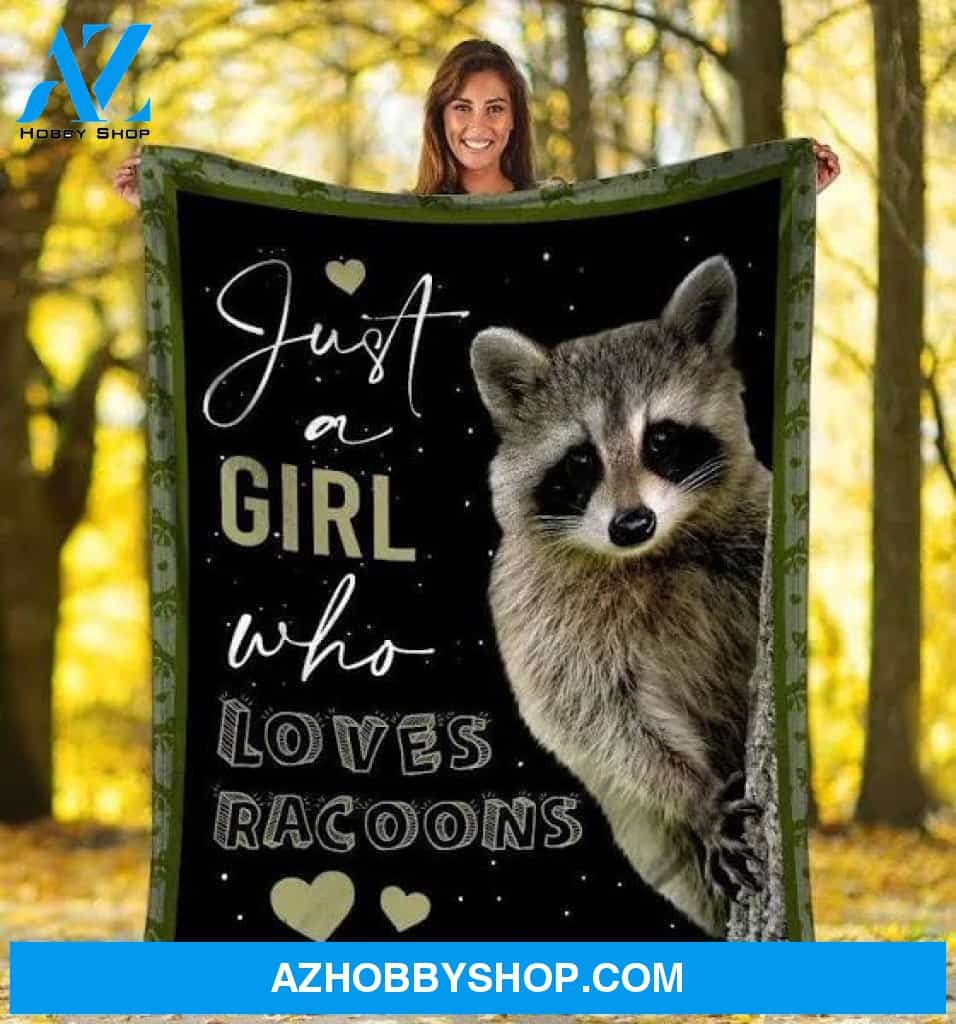 Just A Girl Who Loves Raccoons Fleece Blanket Gift For People Home Decor Bedding Couch Sofa Soft And Comfy Cozy