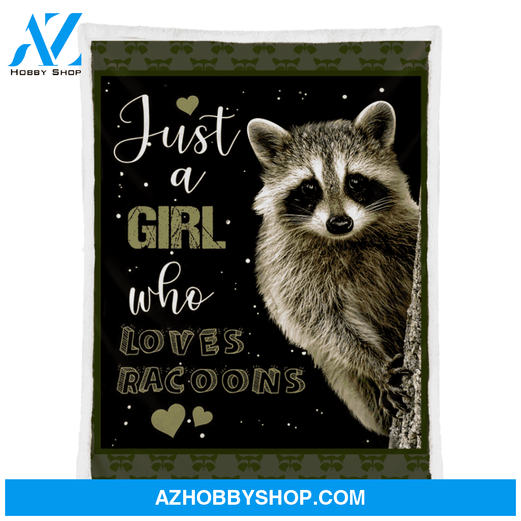 Just A Girl Who Loves Raccoons Fleece Blanket Gift For People Home Decor Bedding Couch Sofa Soft And Comfy Cozy