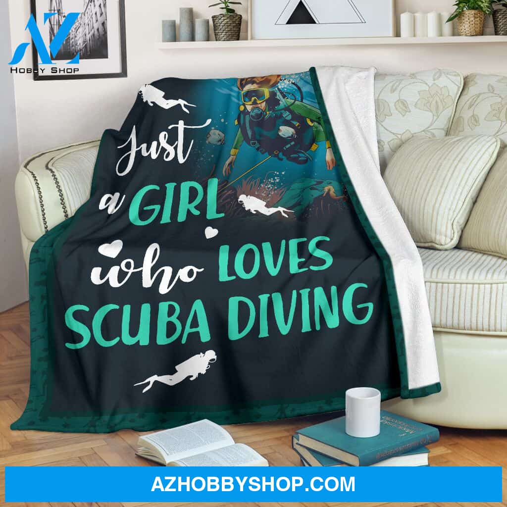 Just A Girl Who Loves Scuba Diving Blanket Gift For Scuba Diving Lovers Birthday Gift Home Decor Bedding Couch Sofa Soft and Comfy Cozy