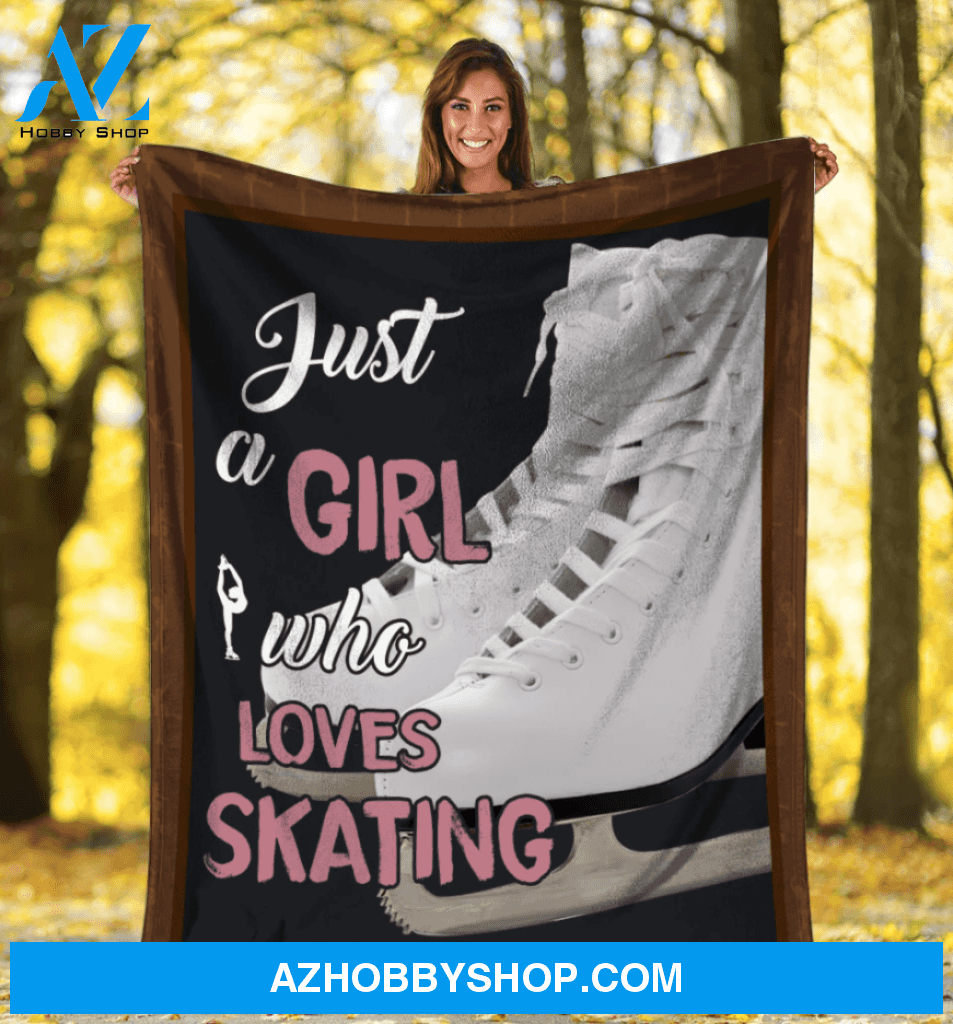 Just A Girl Who Loves Skating Blanket Gift For Skating Lovers Birthday Gift Home Decor Bedding Couch Sofa Soft and Comfy Cozy