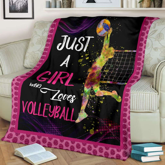 Just A Girl Who Loves Volleyball Colorful Blanket Gift For Volleyball Lovers Birthday Gift Home Decor Bedding Couch Sofa Soft and Comfy Cozy