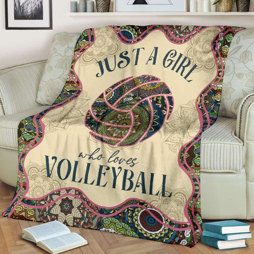 Just A Girl Who Loves Volleyball Mandala Blanket Gift For Volleyball Lovers Birthday Gift Home Decor Bedding Couch Sofa Soft and Comfy Cozy