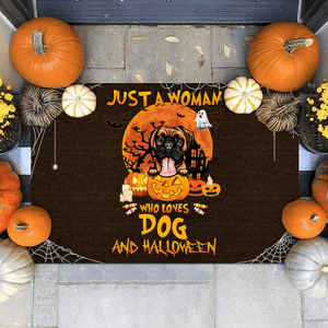 Just A Woman Who Loves Dog And Halloween Outdoor Indoor Doormat DO0010
