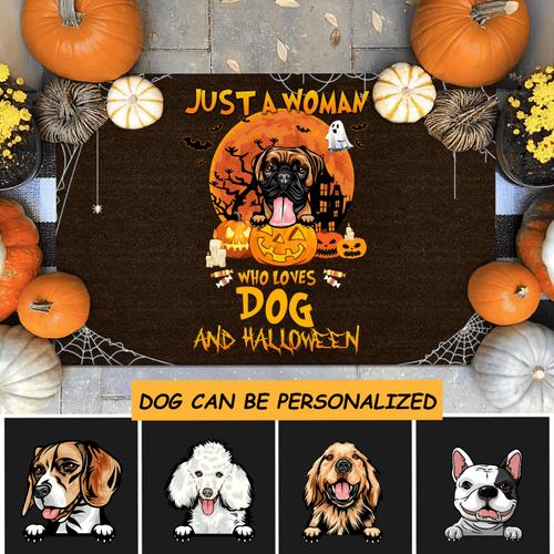 Just A Woman Who Loves Dog And Halloween Outdoor Indoor Doormat DO0010