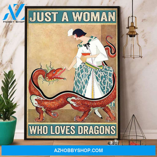 Just A Woman Who Loves Dragons Canvas And Poster, Wall Decor Visual Art