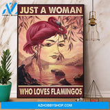 Just A Woman Who Loves Flamingos Canvas And Poster, Wall Decor Visual Art